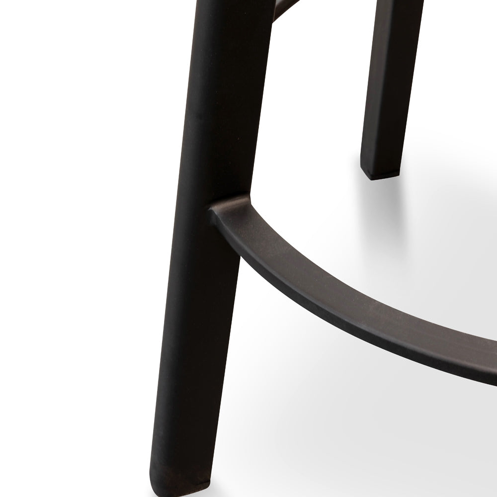 Black Frame Bar Stool with Natural Timber Seat (65cm)