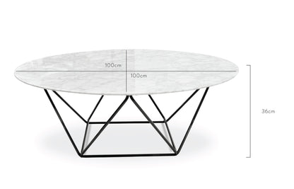 Round Marble Coffee Table - 100cm Black Base