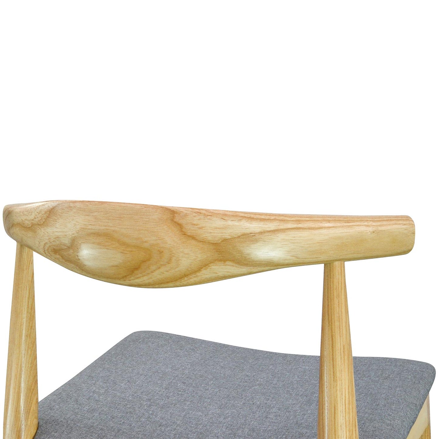 Elbow Dining Chair - Natural with Light Grey Fabric Seat