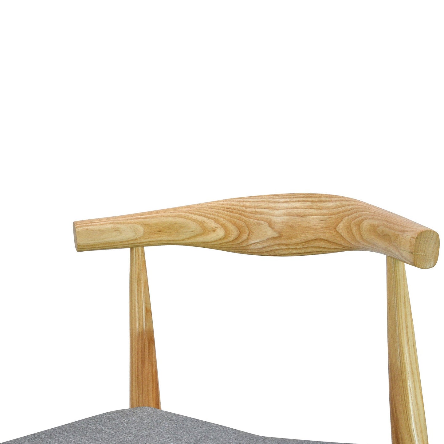 Elbow Dining Chair - Natural with Light Grey Fabric Seat