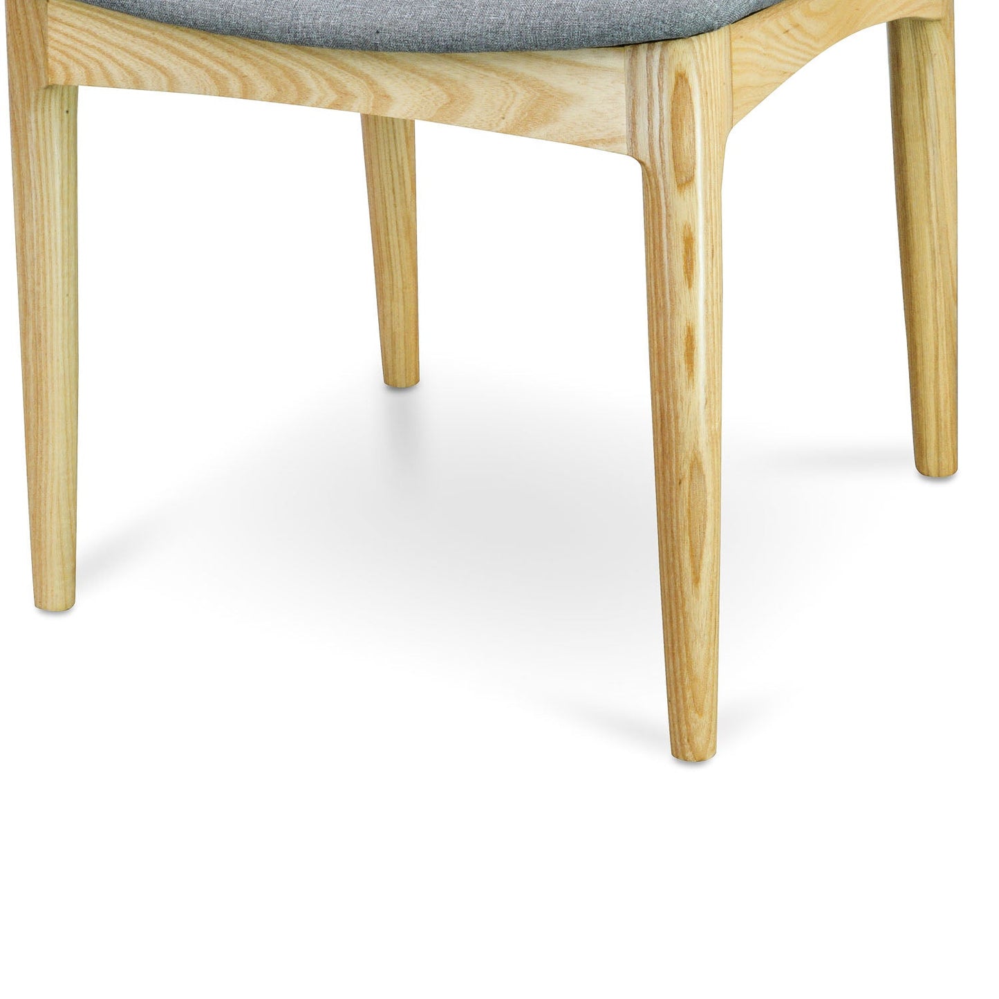 Elbow Dining Chair - Natural with Light Grey Fabric Seat