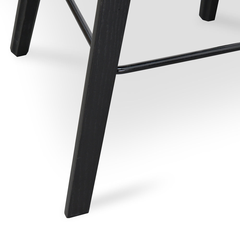 Black Frame Bar Stool with Black Plastic Seat (65cm)