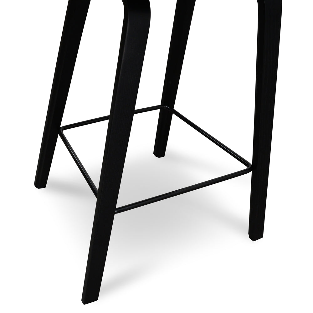 Black Frame Bar Stool with Black Plastic Seat (65cm)