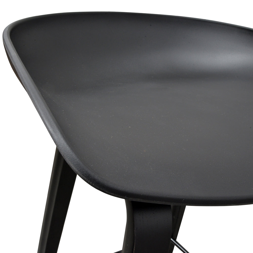 Black Frame Bar Stool with Black Plastic Seat (65cm)