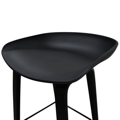 Black Frame Bar Stool with Black Plastic Seat (65cm)