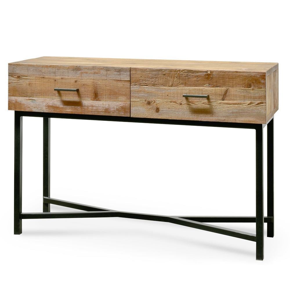 Reclaimed Pine Console Table with Black Base - 1.2m