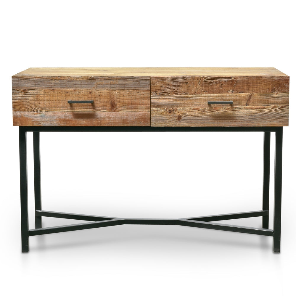 Reclaimed Pine Console Table with Black Base - 1.2m