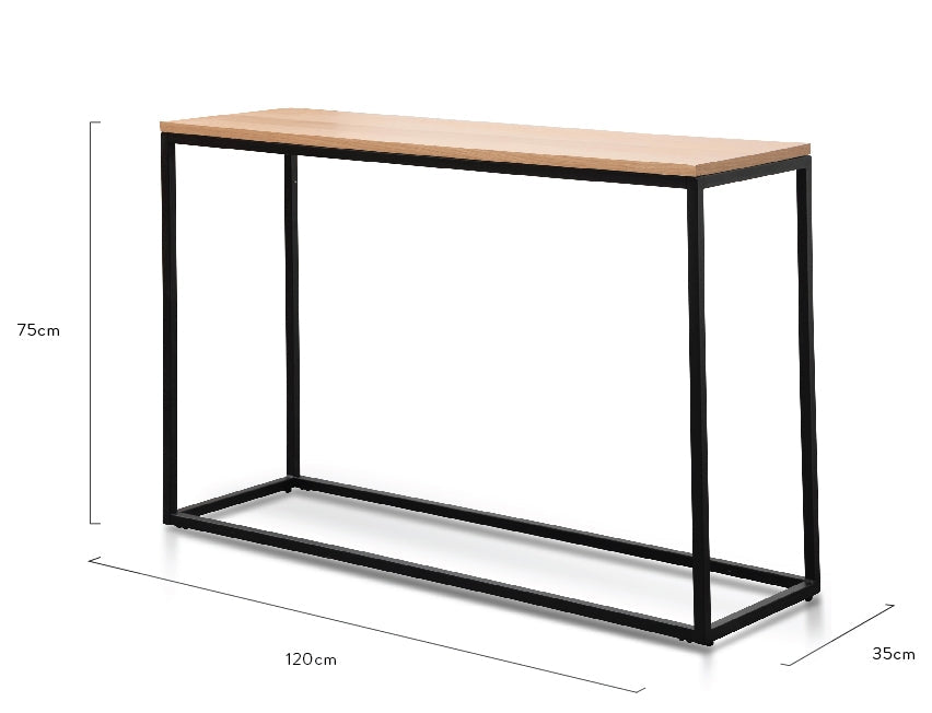 Natural Console Table with Black Frame