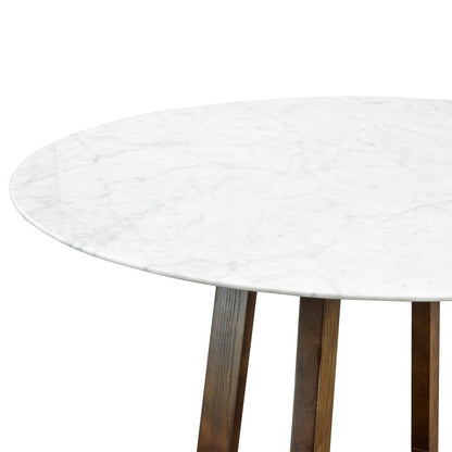 Round Marble Dining Table - 1.15m Dark Brown Base