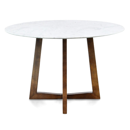 Round Marble Dining Table - 1.15m Dark Brown Base