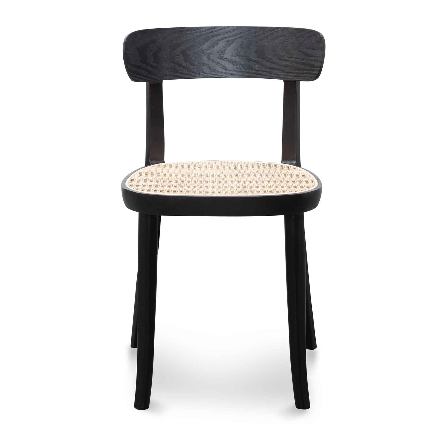 Rattan Dining Chair - Black with Natural Seat