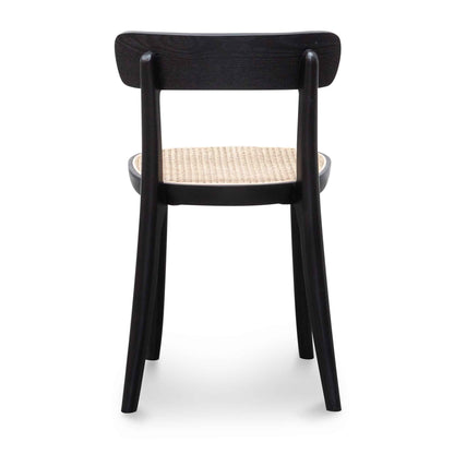 Rattan Dining Chair - Black with Natural Seat