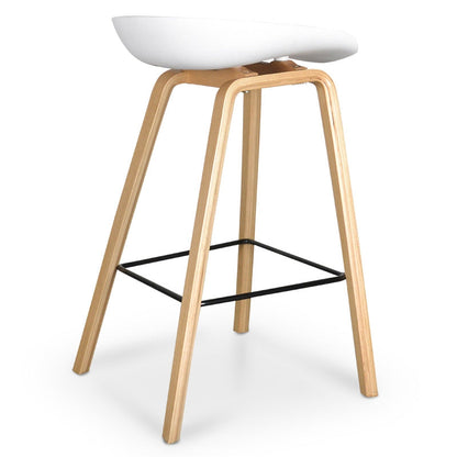 White and Natural Bar Stool (65cm)