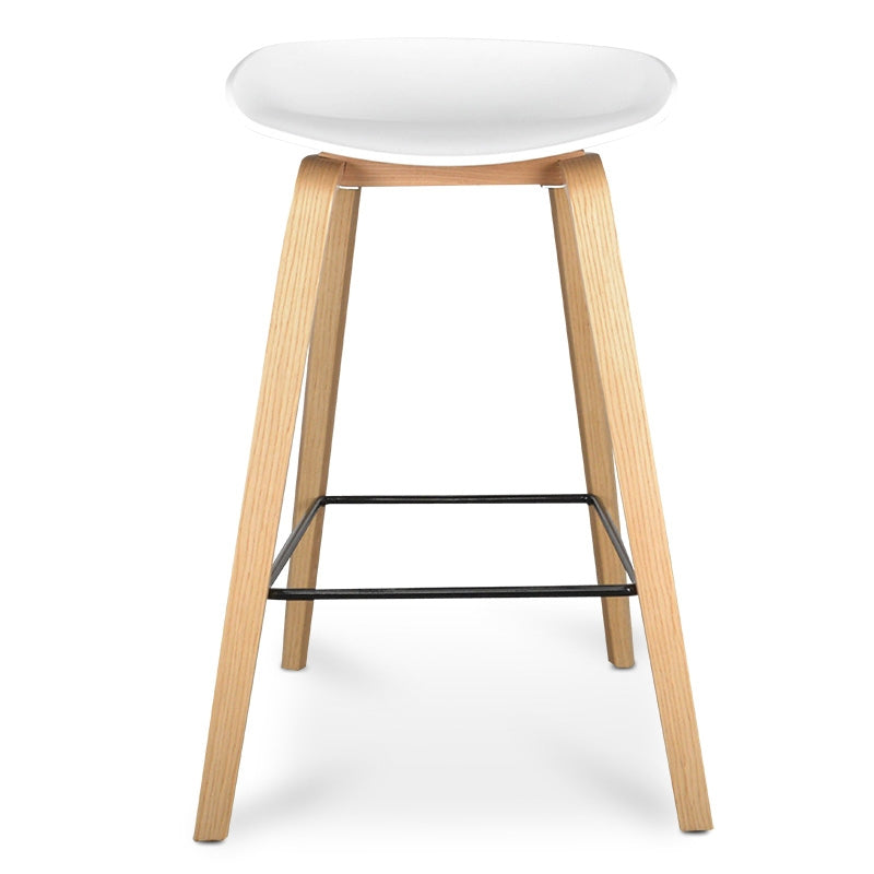 White and Natural Bar Stool (65cm)