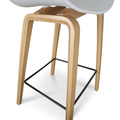 White and Natural Bar Stool (65cm)