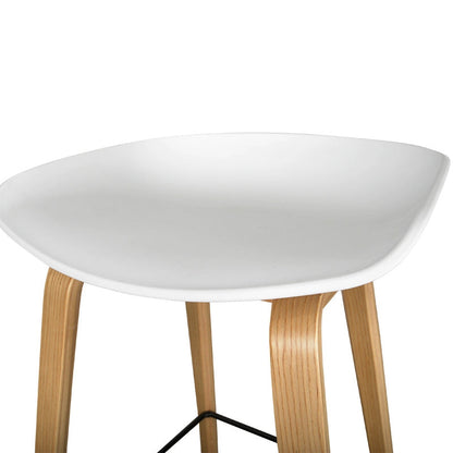 White and Natural Bar Stool (65cm)