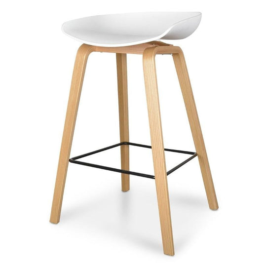 White and Natural Bar Stool (65cm)