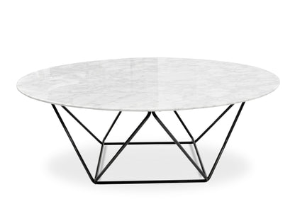 Round Marble Coffee Table - 100cm Black Base