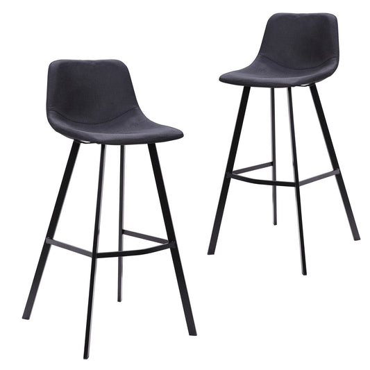Black Fabric Bar Stool - Set of 2 (80cm)