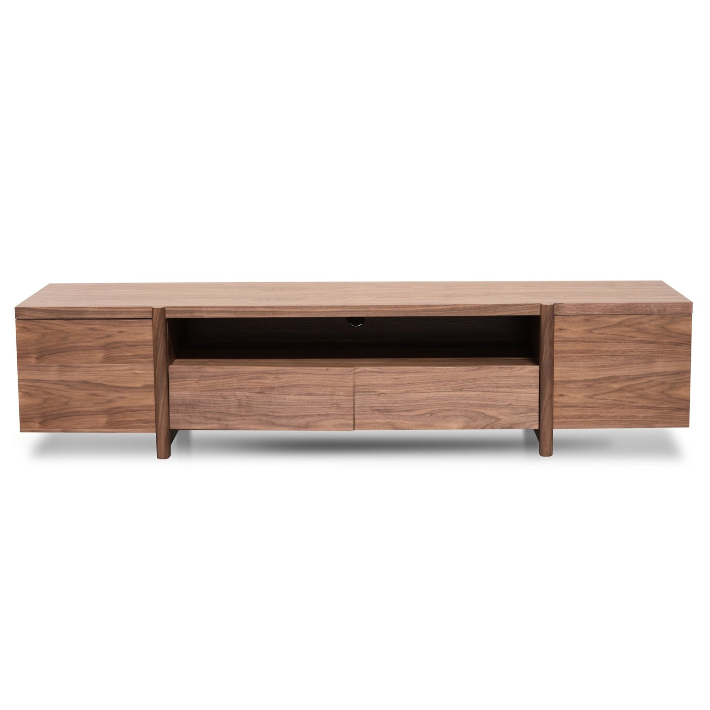 Lowline Walnut Entertainment TV Unit with Timber Legs  -  2.1m