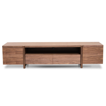 Lowline Walnut Entertainment TV Unit with Timber Legs  -  2.1m