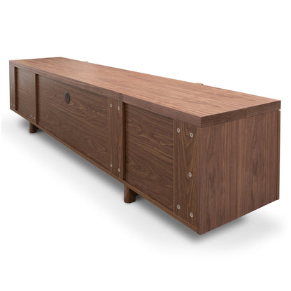 Lowline Walnut Entertainment TV Unit with Timber Legs  -  2.1m