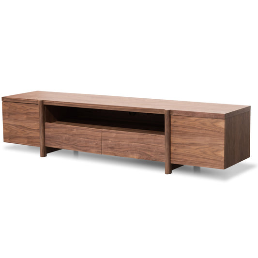 Lowline Walnut Entertainment TV Unit with Timber Legs  -  2.1m