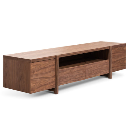 Lowline Walnut Entertainment TV Unit with Timber Legs  -  2.1m