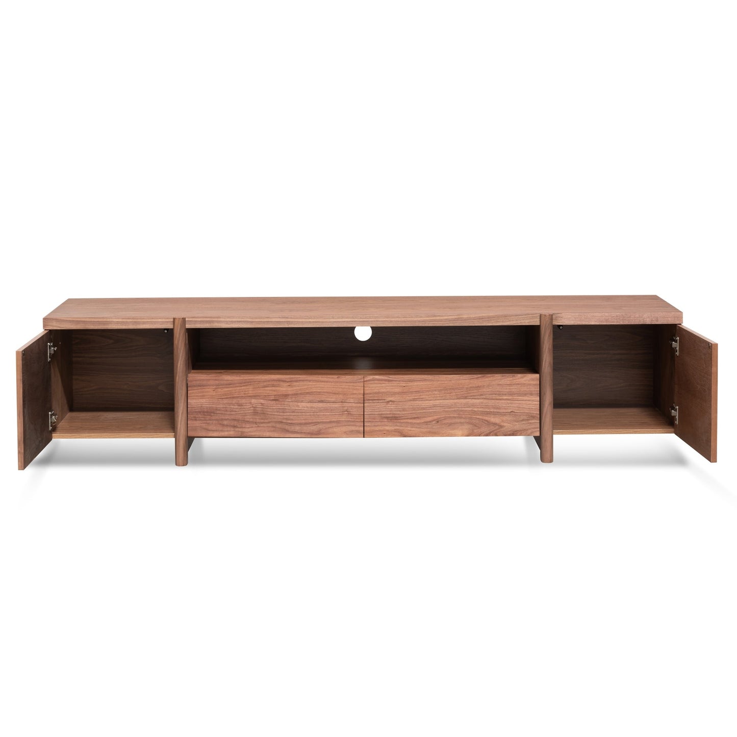 Lowline Walnut Entertainment TV Unit with Timber Legs  -  2.1m