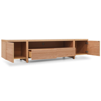 Lowline Full Natural Entertainment TV Unit with  Timber Legs - 2.1m