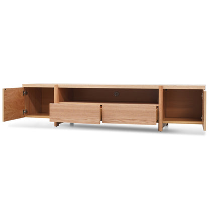 Lowline Full Natural Entertainment TV Unit with  Timber Legs - 2.1m