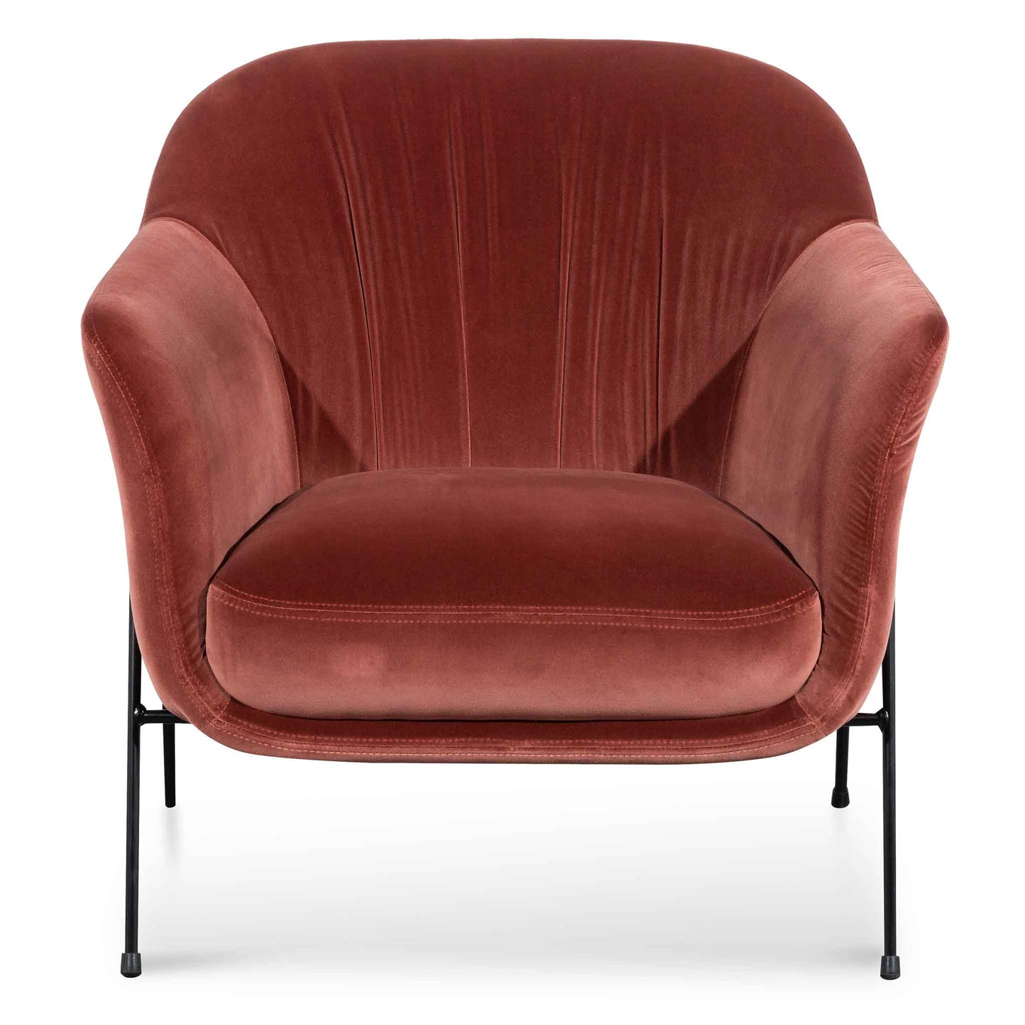 Blood Orange Velvet Armchair with Black Legs