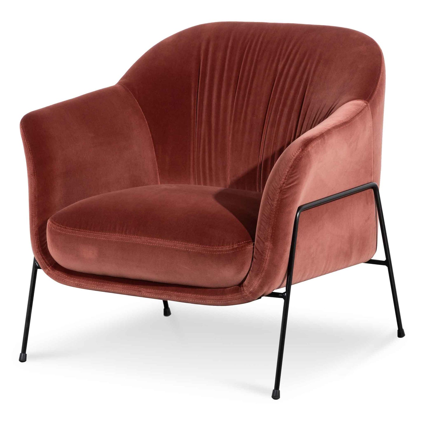 Blood Orange Velvet Armchair with Black Legs