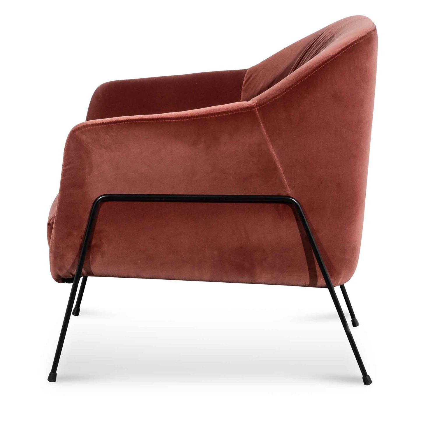 Blood Orange Velvet Armchair with Black Legs