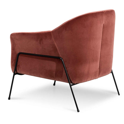 Blood Orange Velvet Armchair with Black Legs