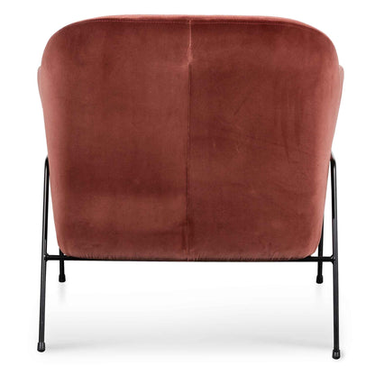 Blood Orange Velvet Armchair with Black Legs