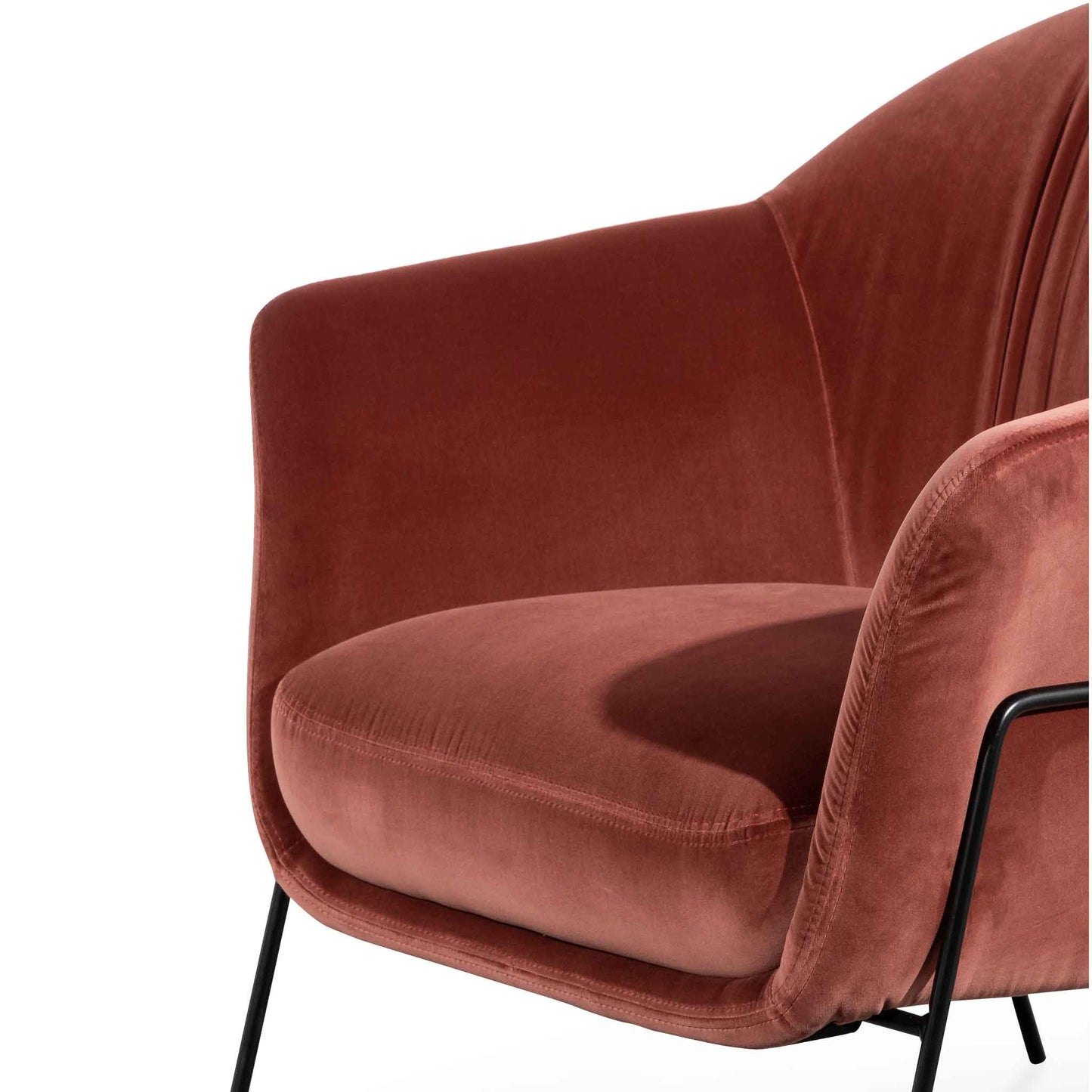 Blood Orange Velvet Armchair with Black Legs