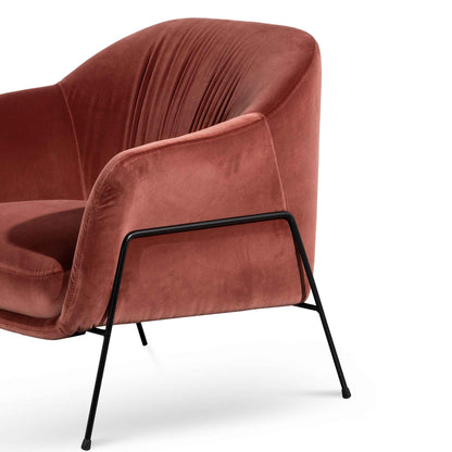 Blood Orange Velvet Armchair with Black Legs