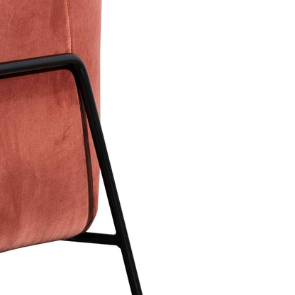 Blood Orange Velvet Armchair with Black Legs