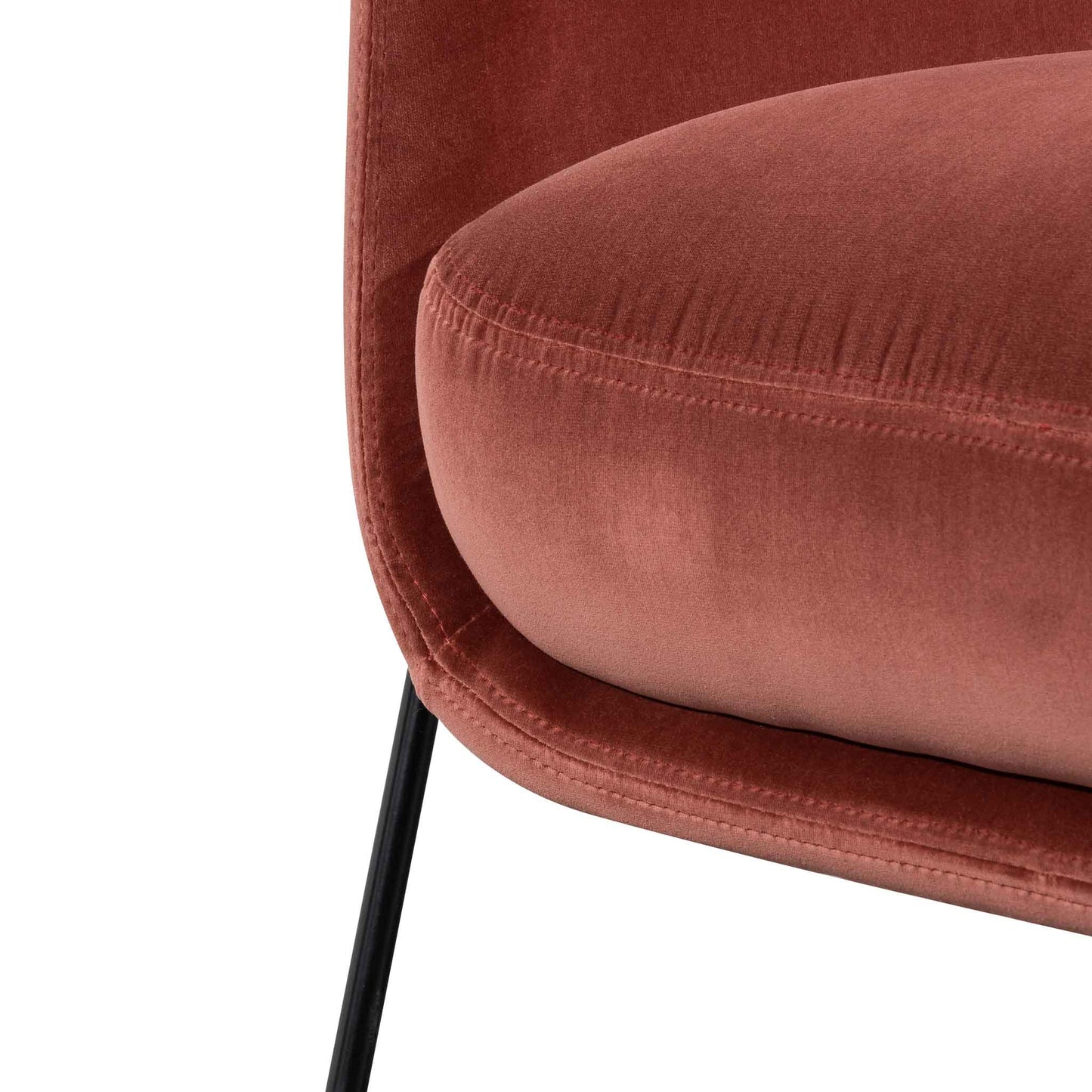 Blood Orange Velvet Armchair with Black Legs